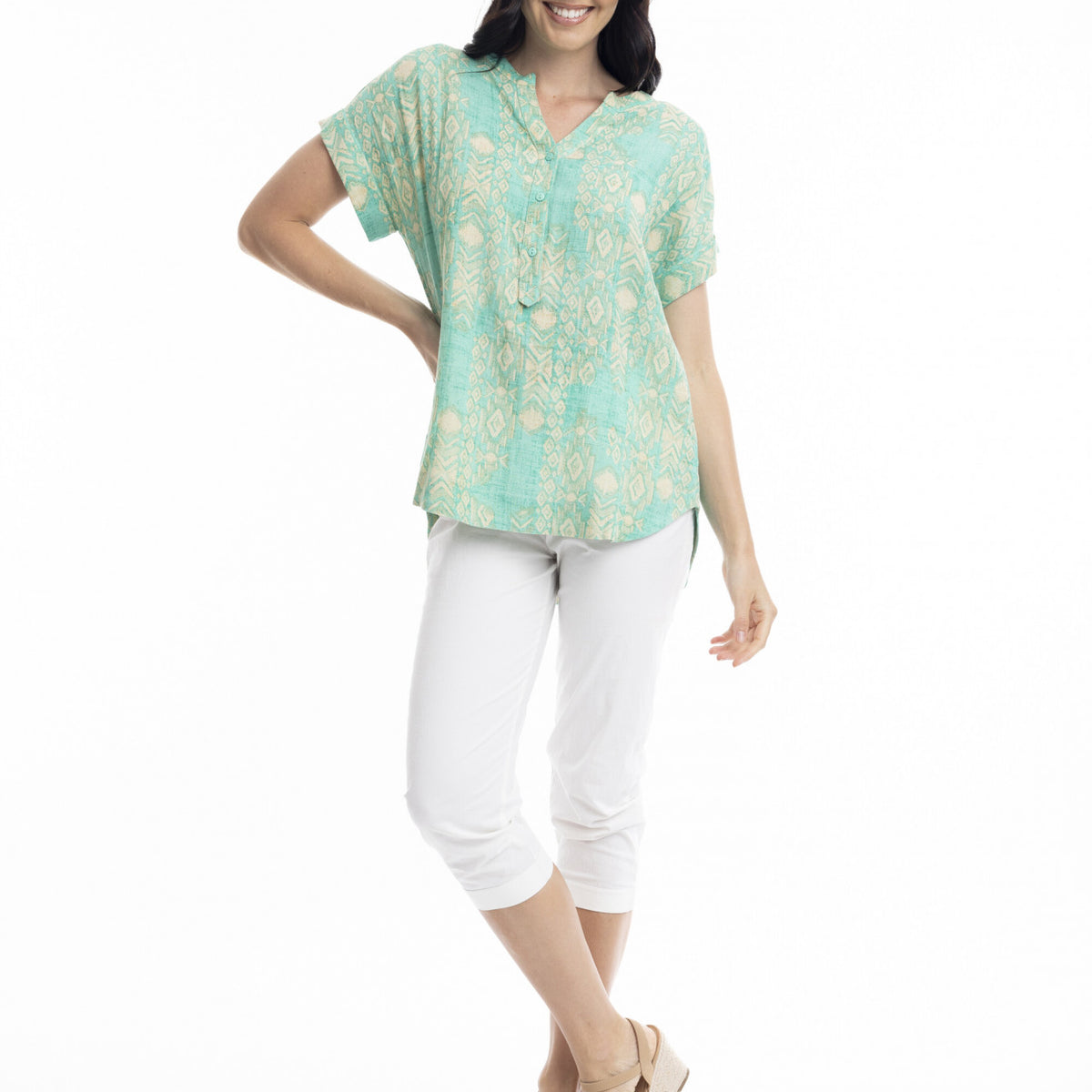 Orientique 23098LB Blue Leaves Top