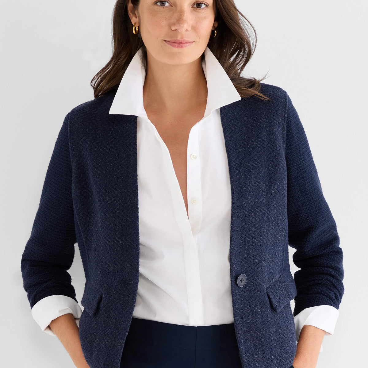 NIC+ZOE S261157 Weave Mix Collarless Knit Jacket – Cute & Comfy