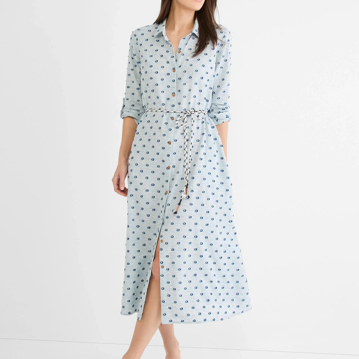 knee length dresses for ladies NIC+ZOE S261937 Clipped Dot Liana Shirt Dress – Cute & Comfy