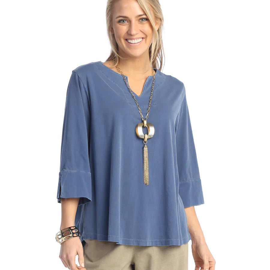 Jess and Jane WK4 Cotton Jersey Top with Notch Neck