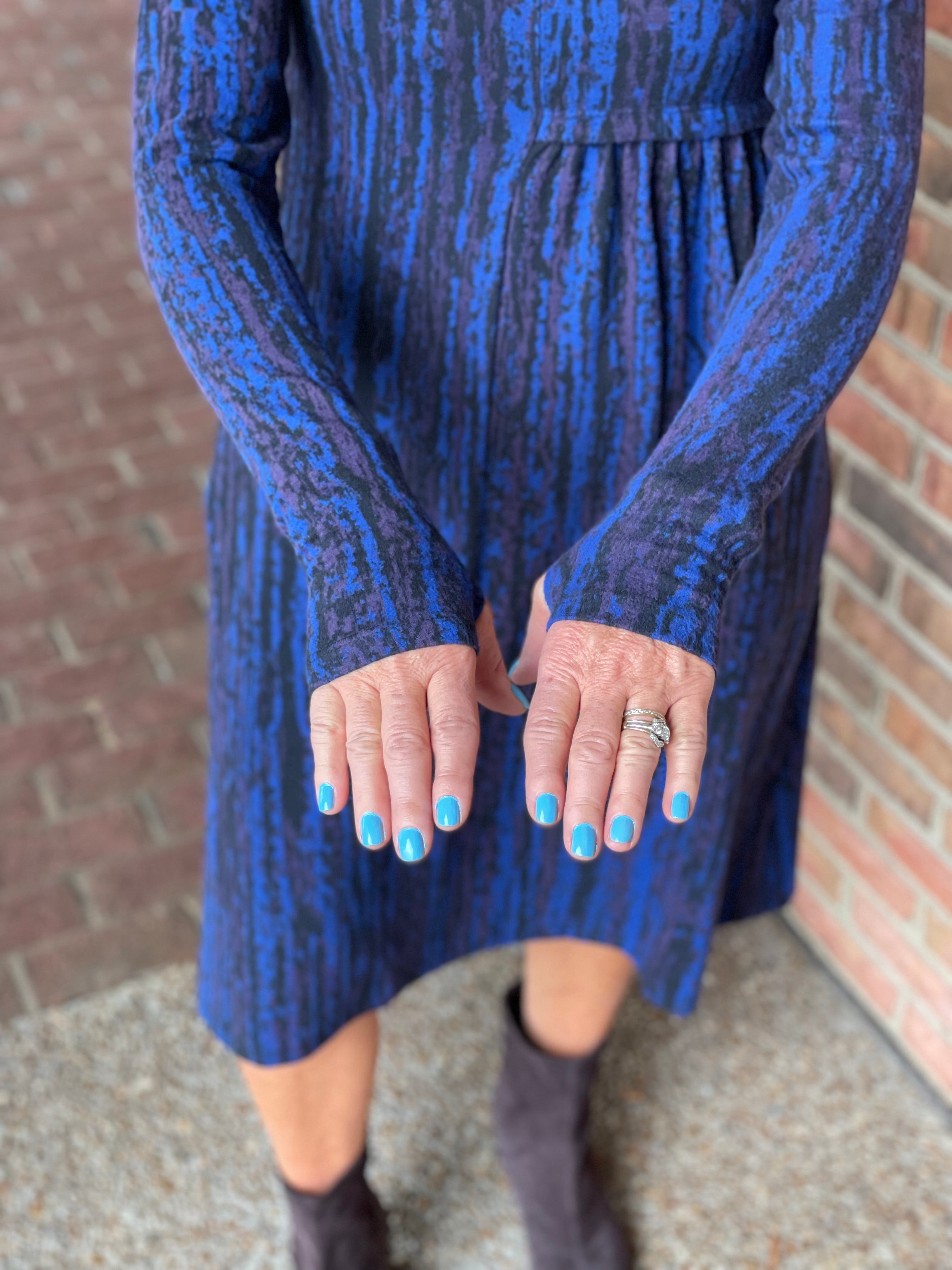 JOSE MOON PRINTED KNIT DRESS ニットワンピ　ブルー FINAL SALE Kozan SW-1143 Juniper Dress – Cute & Comfy