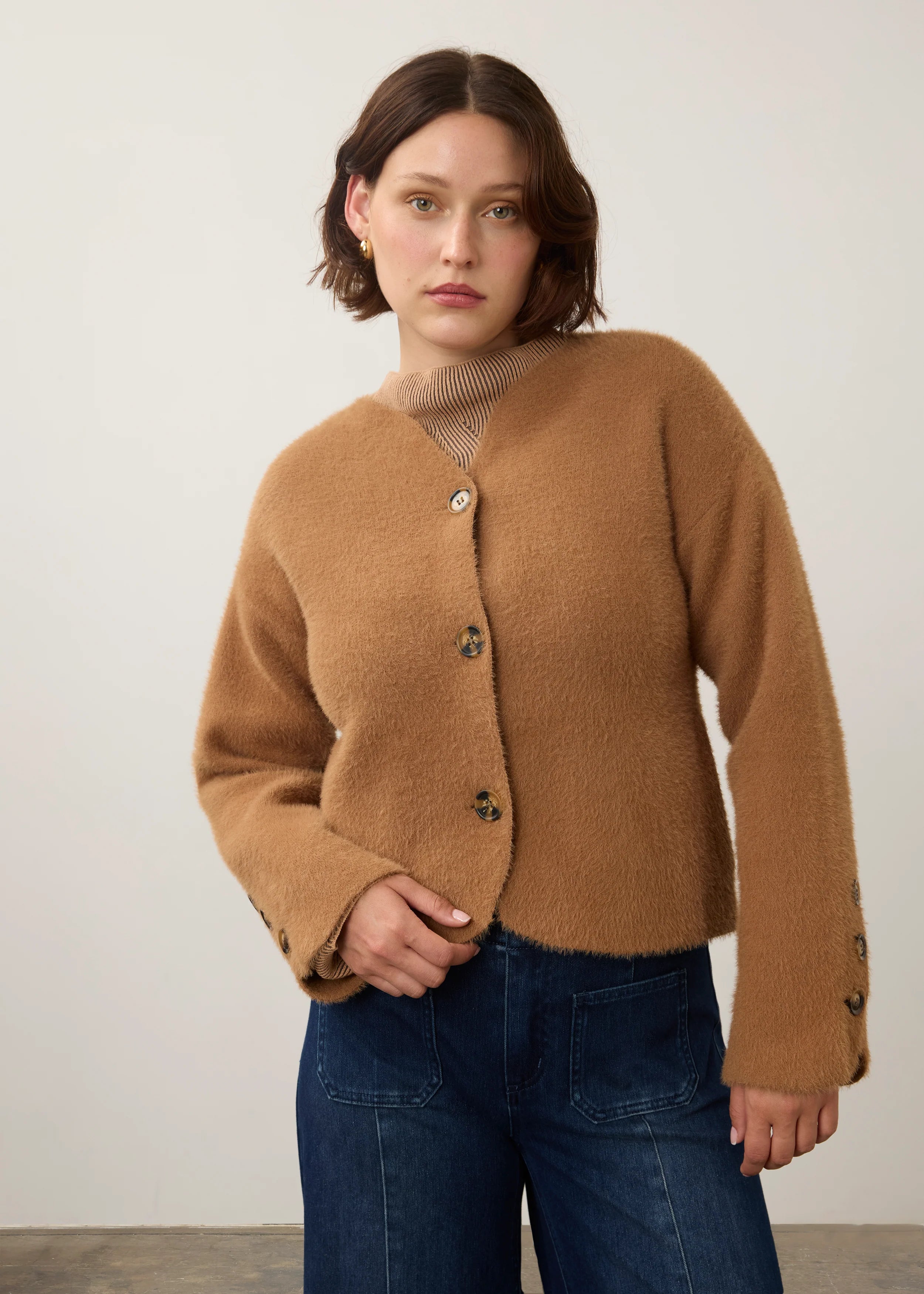FDJ 10047431 Collarless Knit Jacket