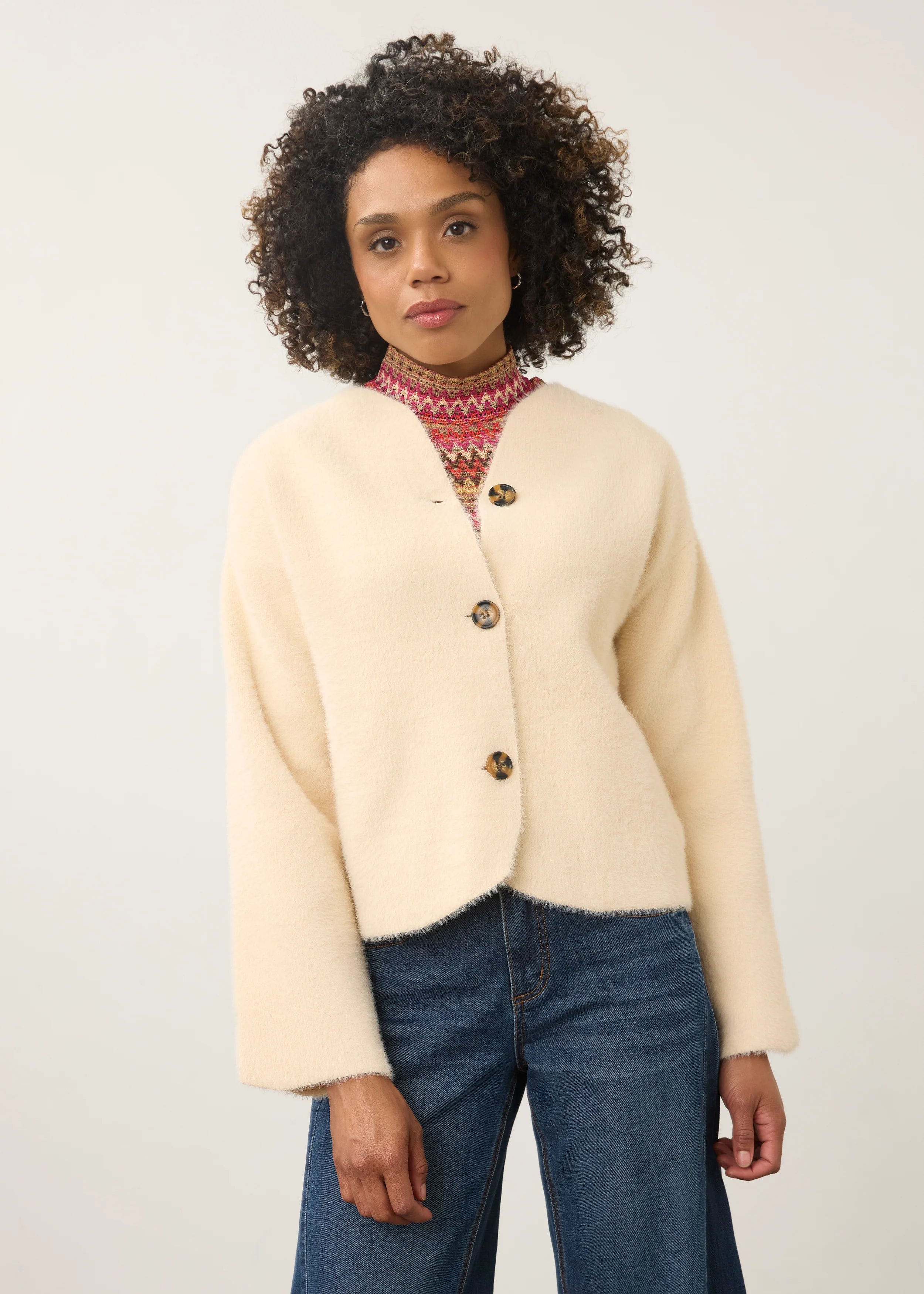 FDJ 10047431 Collarless Knit Jacket