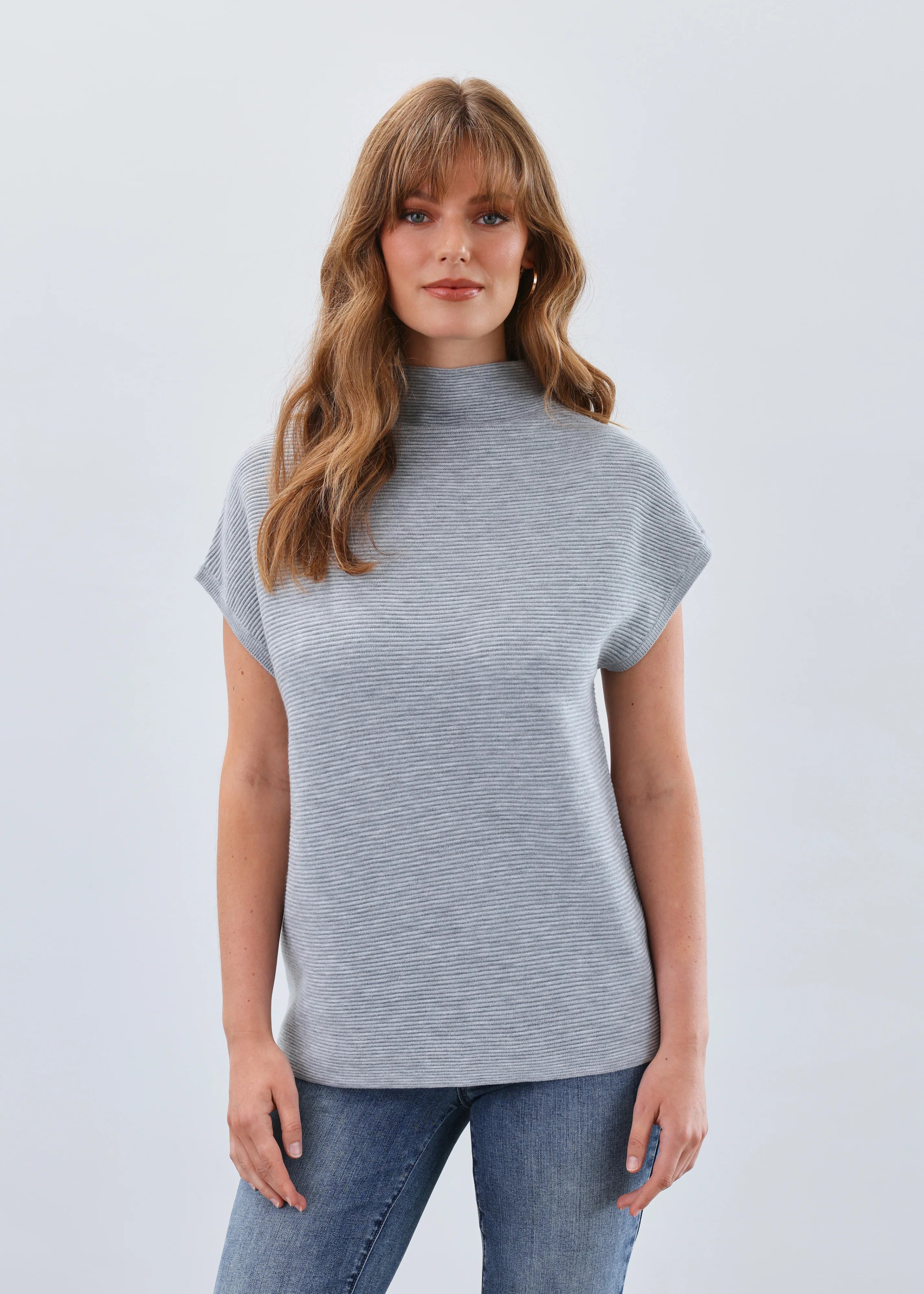 FINAL SALE FDJ 1012333 Ottoman Cap Sleeve Sweater