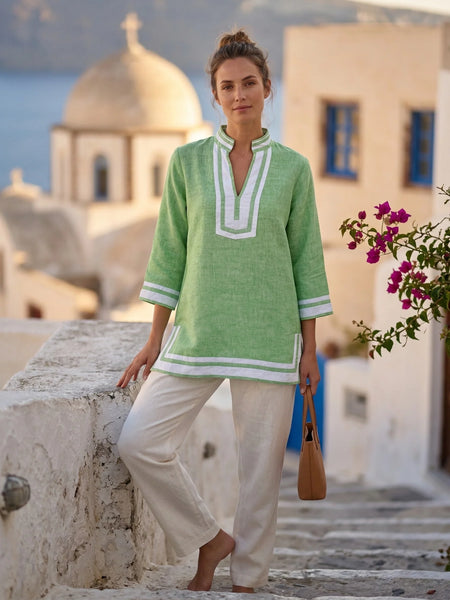 Toofan LK24 V-Neck Color Trim Tunic – Cute & Comfy