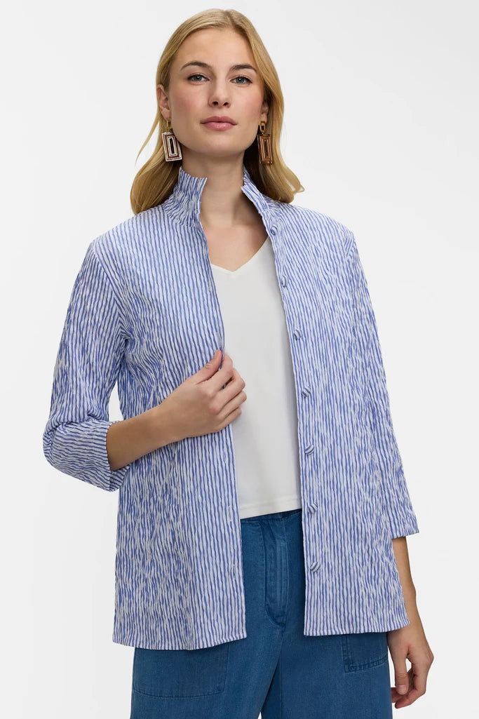 Foxcroft 205531 Carolina Crinkle Jacquard 3/4 Sleeve Shirt Jacket