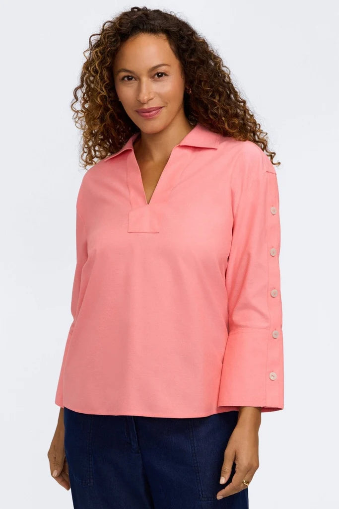 Foxcroft 205559 Lainey No Iron Pinpoint 3/4 Button Sleeve Shirt