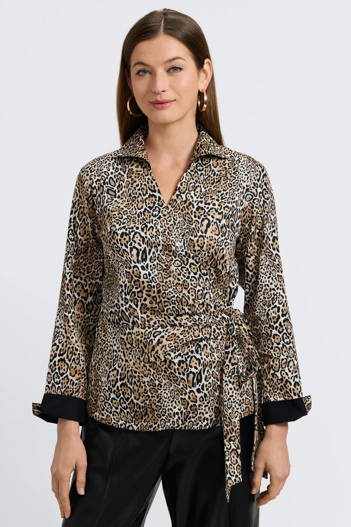 FINAL SALE Foxcroft 204507 Salina Playful Animal Long Sleeve Shirt