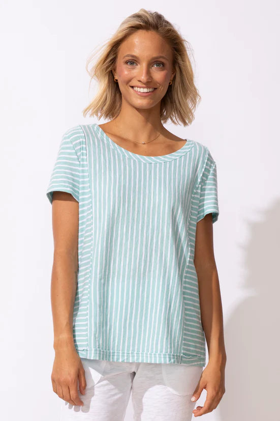 Escape by Habitat 23543 Santa Barbara Stripe Cap Sleeve Tee