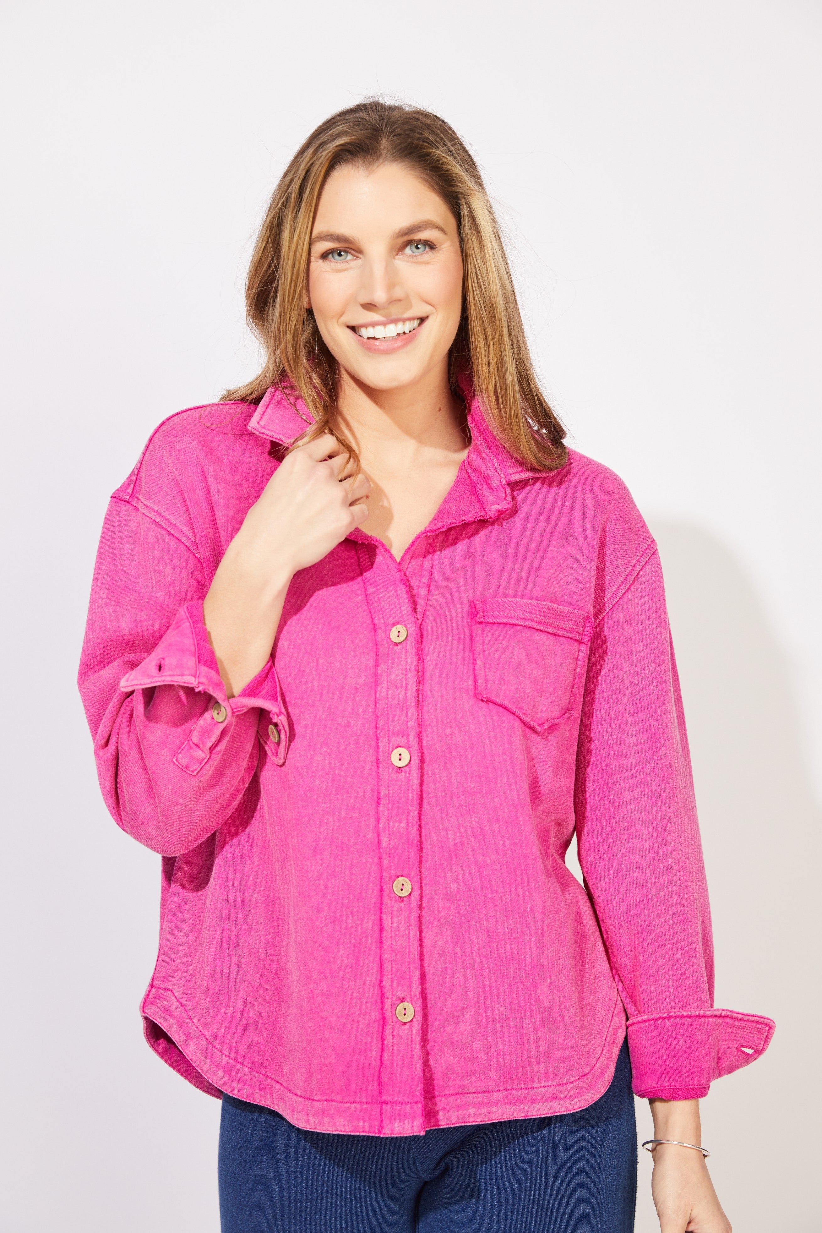 Escape by Habitat 28095 Color Washed Terry Shacket