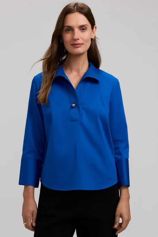 Foxcroft 205783 Catalina Stretch Matte Sateen 3/4 Sleeve Popover Shirt