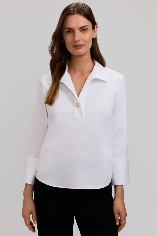 Foxcroft 205783 Catalina Stretch Matte Sateen 3/4 Sleeve Popover Shirt