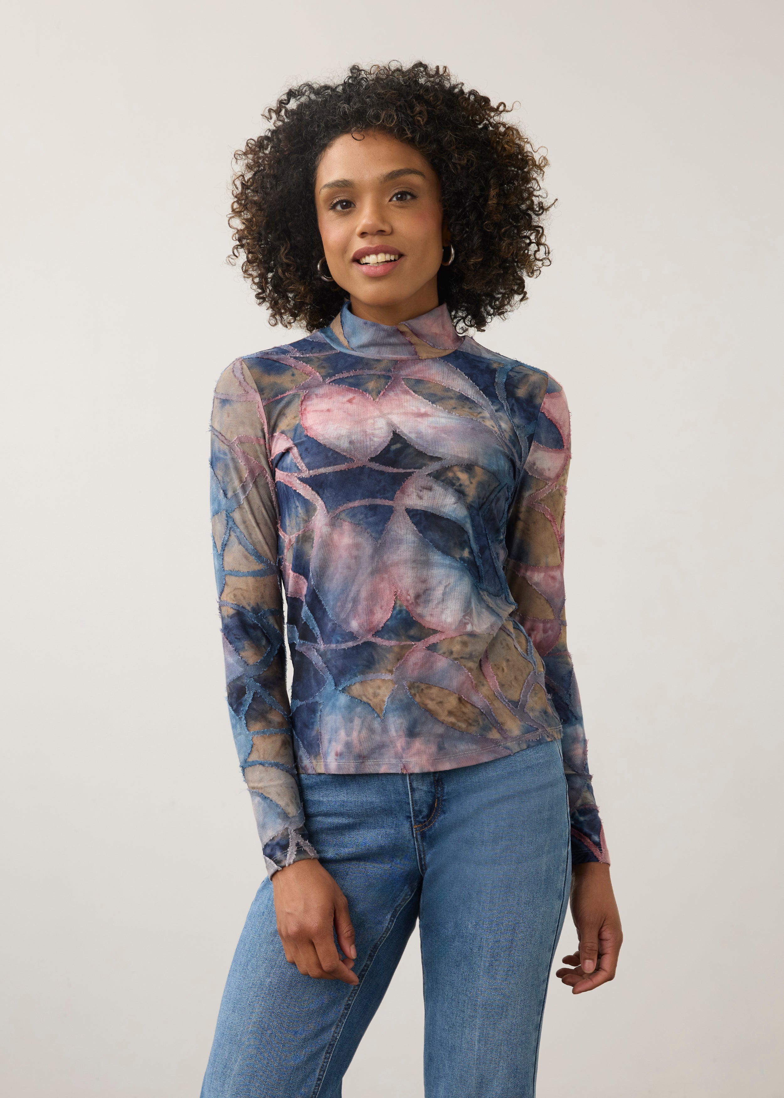 FDJ 3642126 Long Sleeve Mock Neck Top