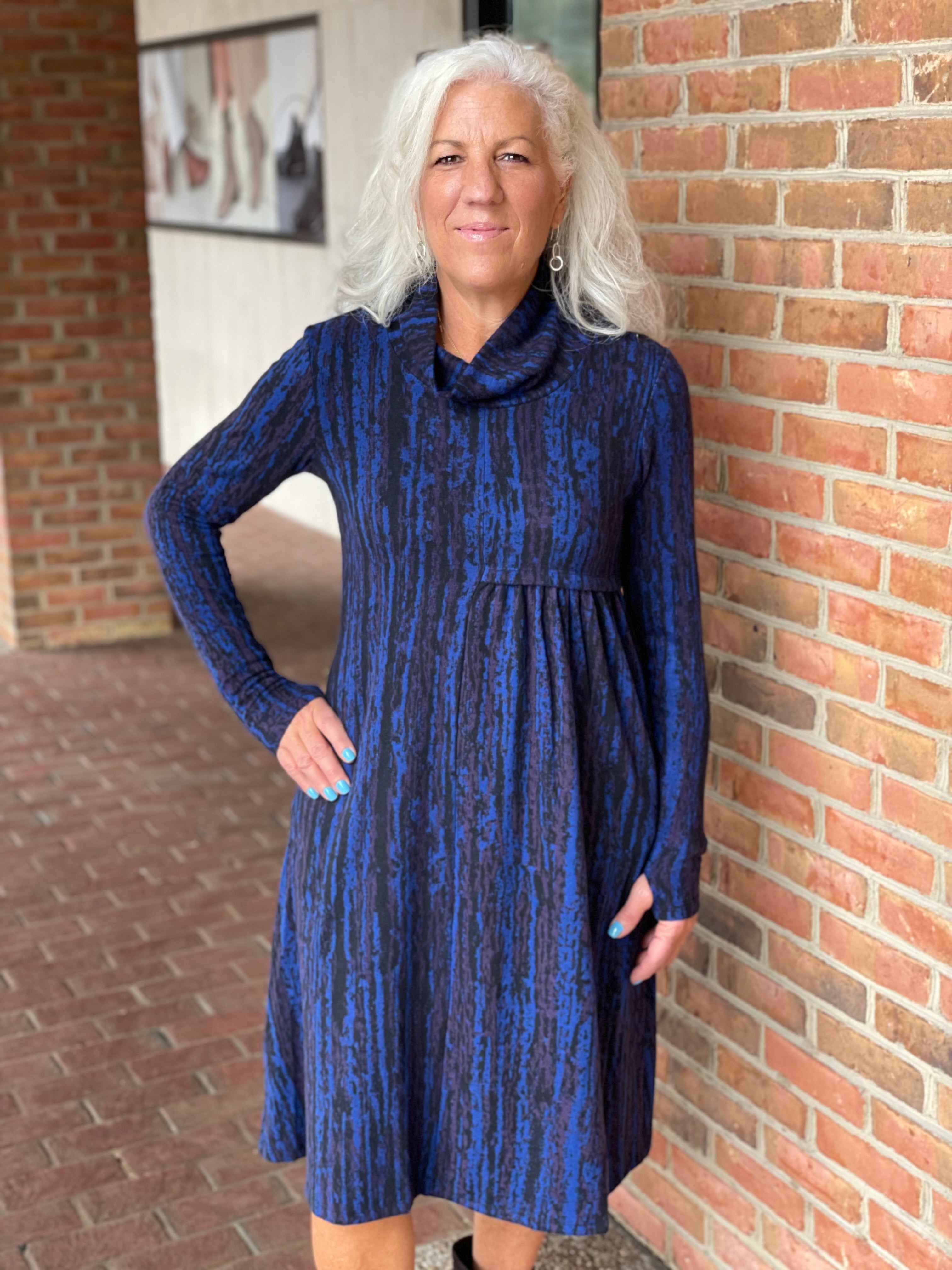 JOSE MOON PRINTED KNIT DRESS ニットワンピ　ブルー FINAL SALE Kozan SW-1143 Juniper Dress – Cute & Comfy