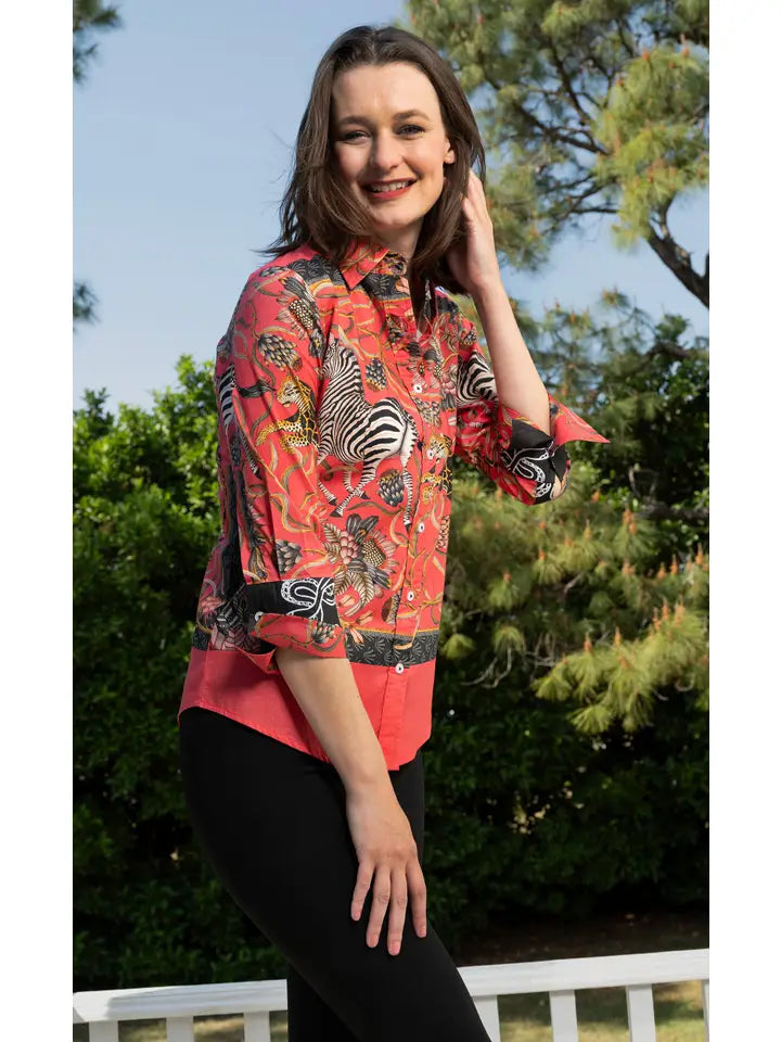 Tizzie 4023-M1217 3/4 Sleeve Zebra Print Blouse