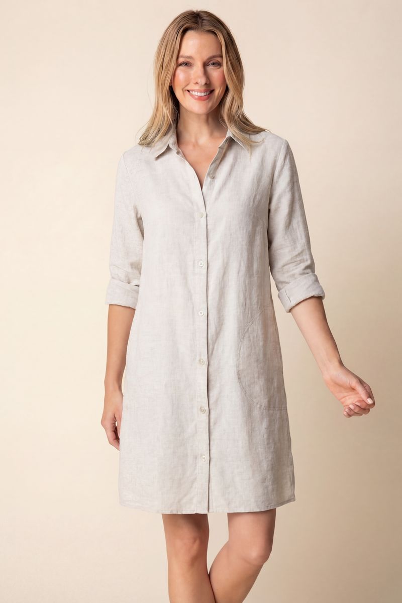 Habitat 41511 Linen Solid Shirt Dress