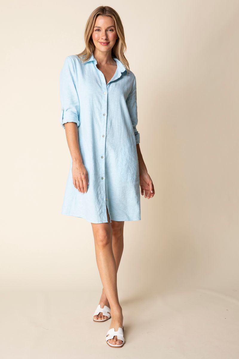 Habitat 41511 Linen Solid Shirt Dress