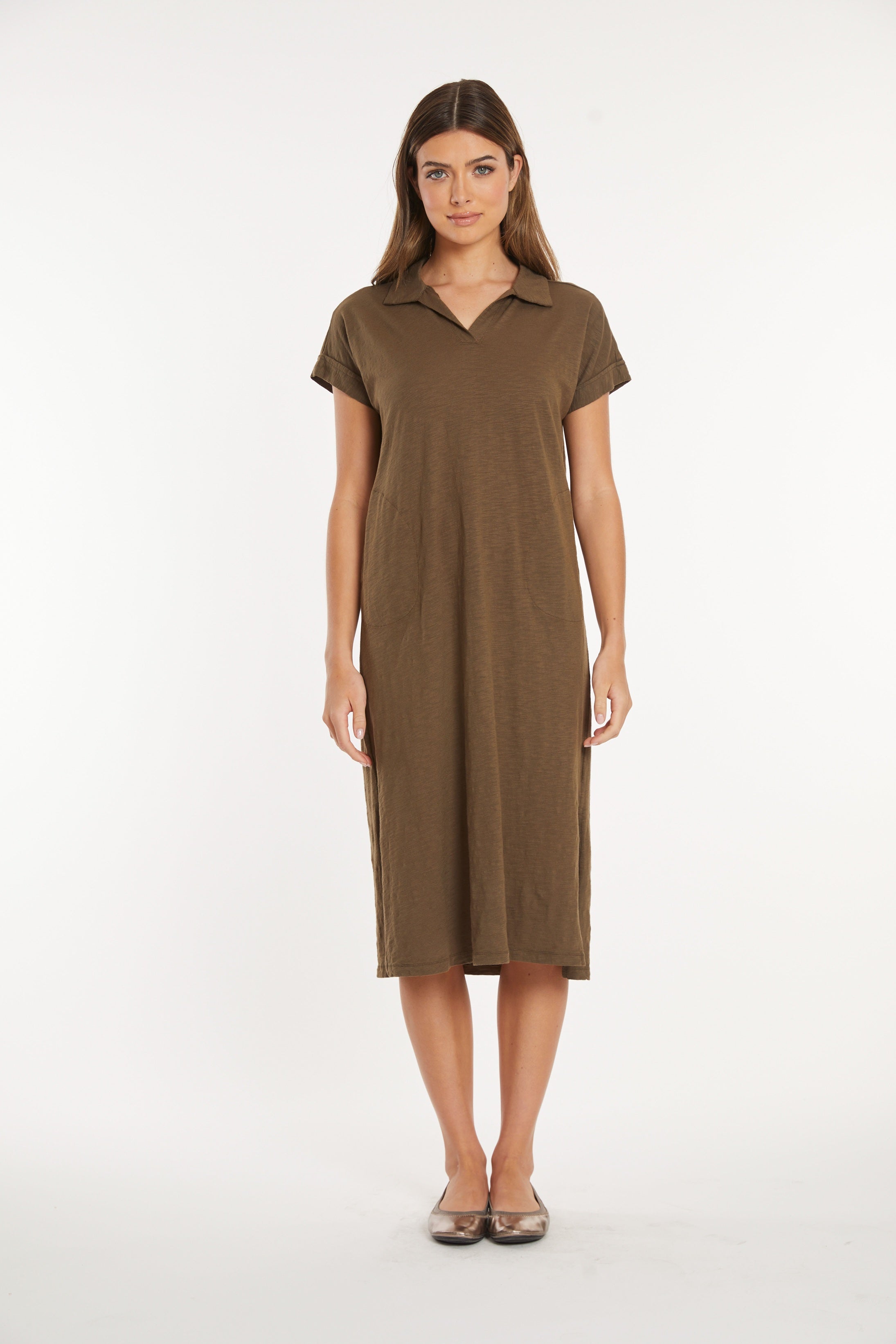 Mododoc 44F-A2156 Short Dolman Sleeve Midi Dress