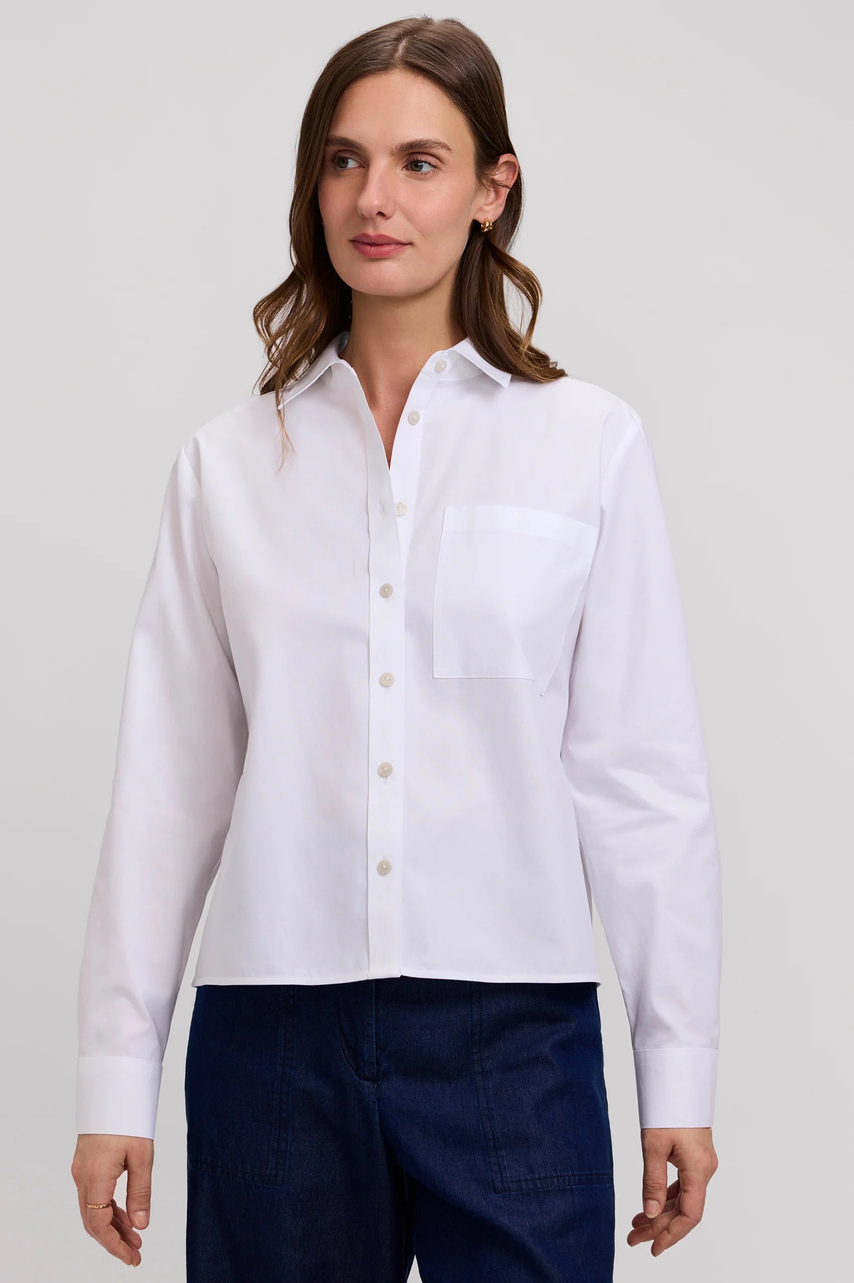 Foxcroft 205809 Jodie No Iron Pinpoint Long Sleeve Short Shirt
