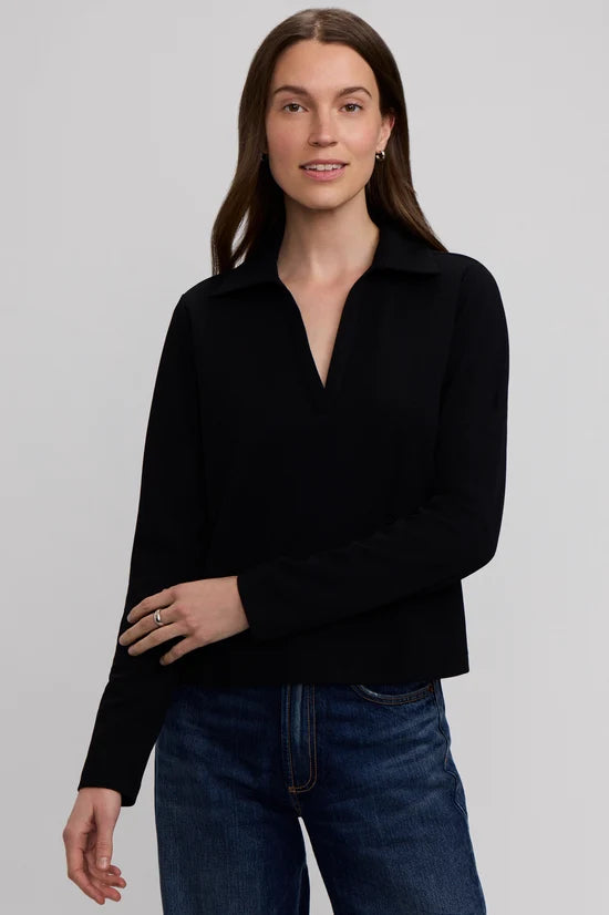 Foxcroft 205775 Talia Knit Crepe Long Sleeve Polo Top