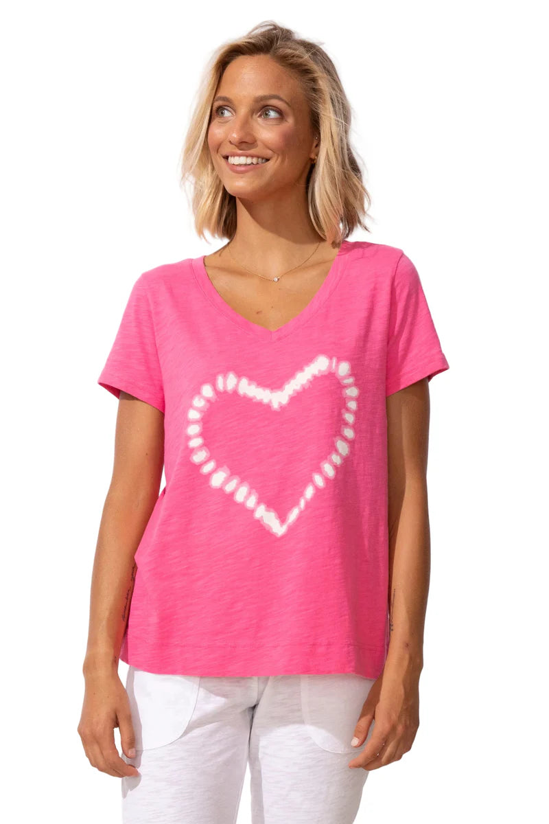 Escape by Habitat Shibori Heart V-Neck Tee