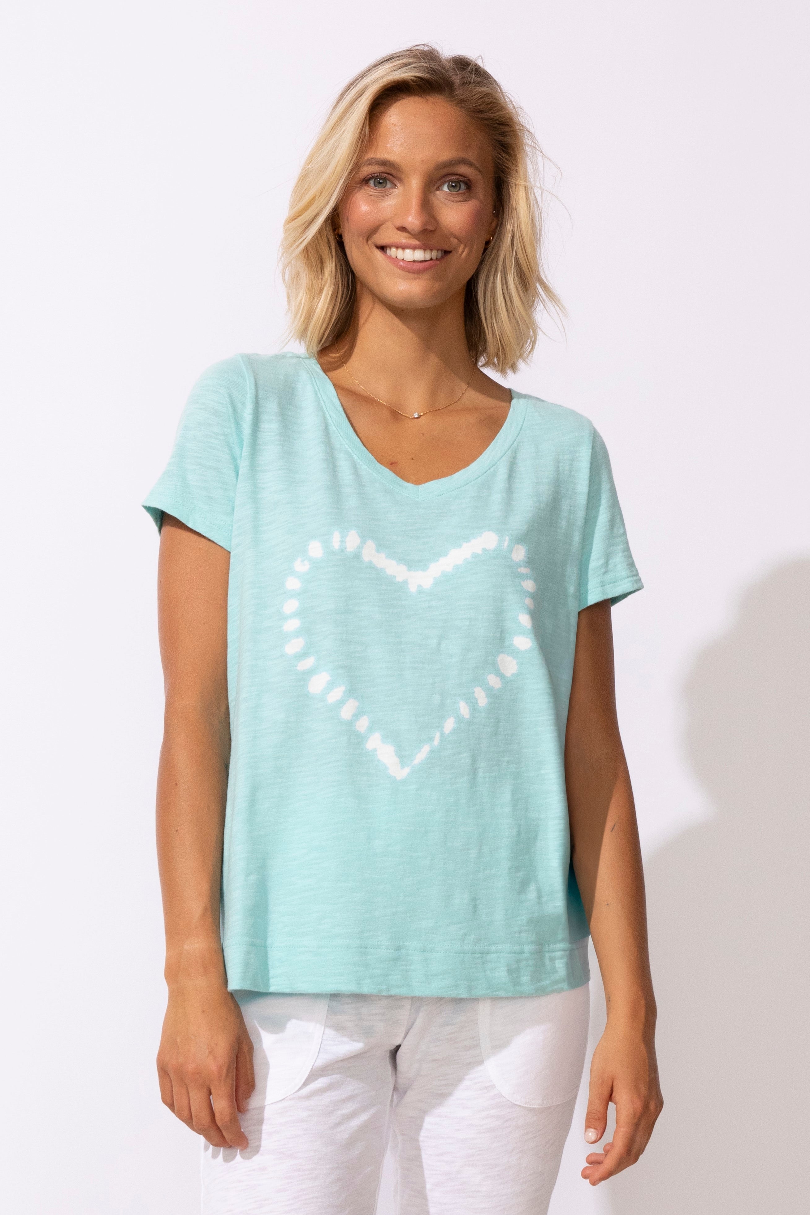 Escape by Habitat Shibori Heart V-Neck Tee