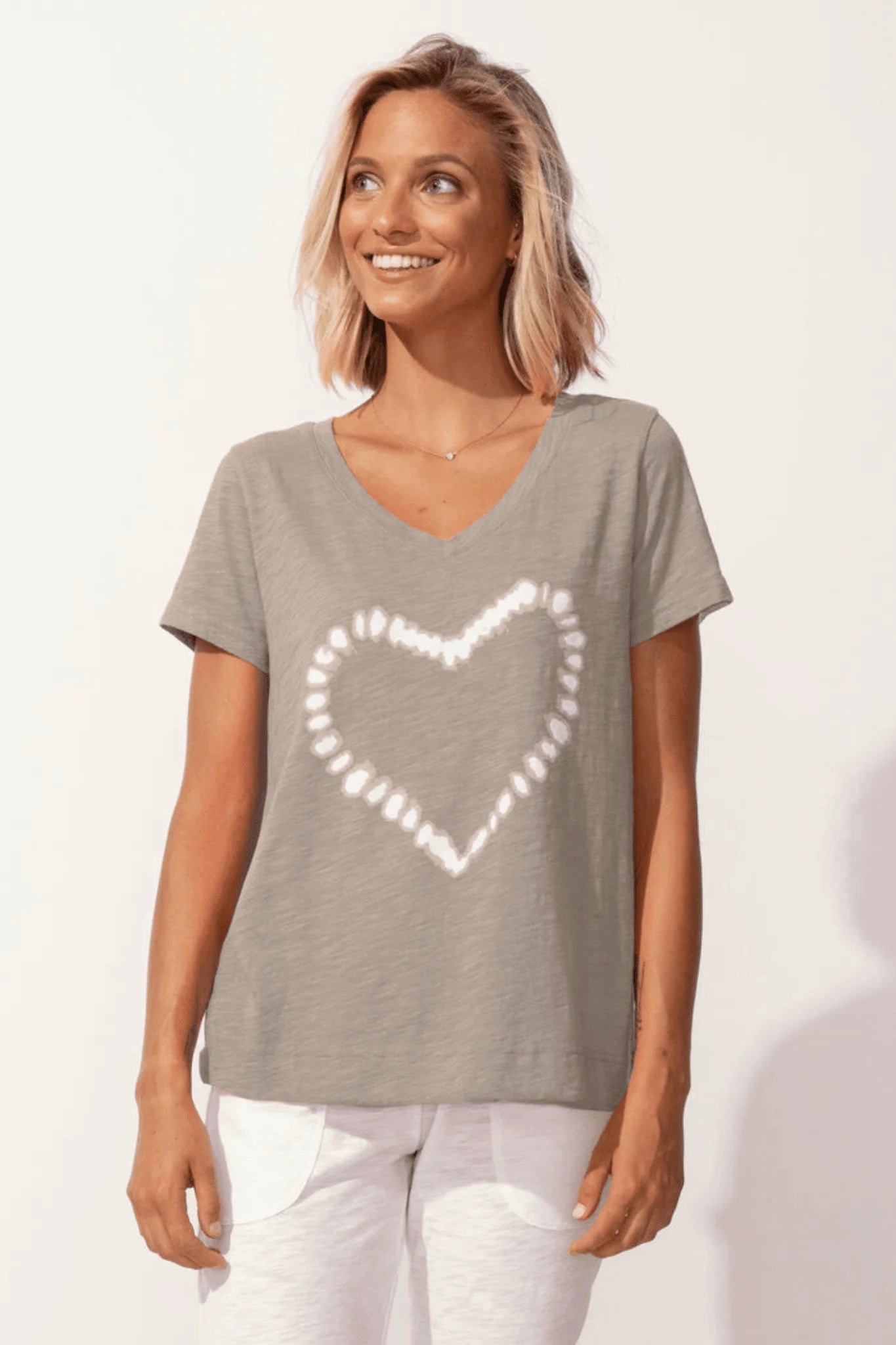 Escape by Habitat Shibori Heart V-Neck Tee