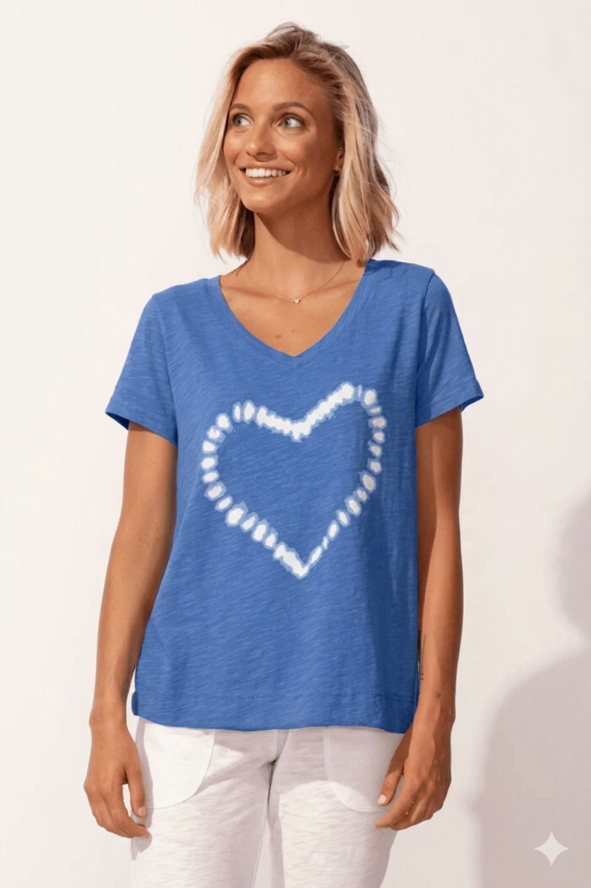 Escape by Habitat Shibori Heart V-Neck Tee