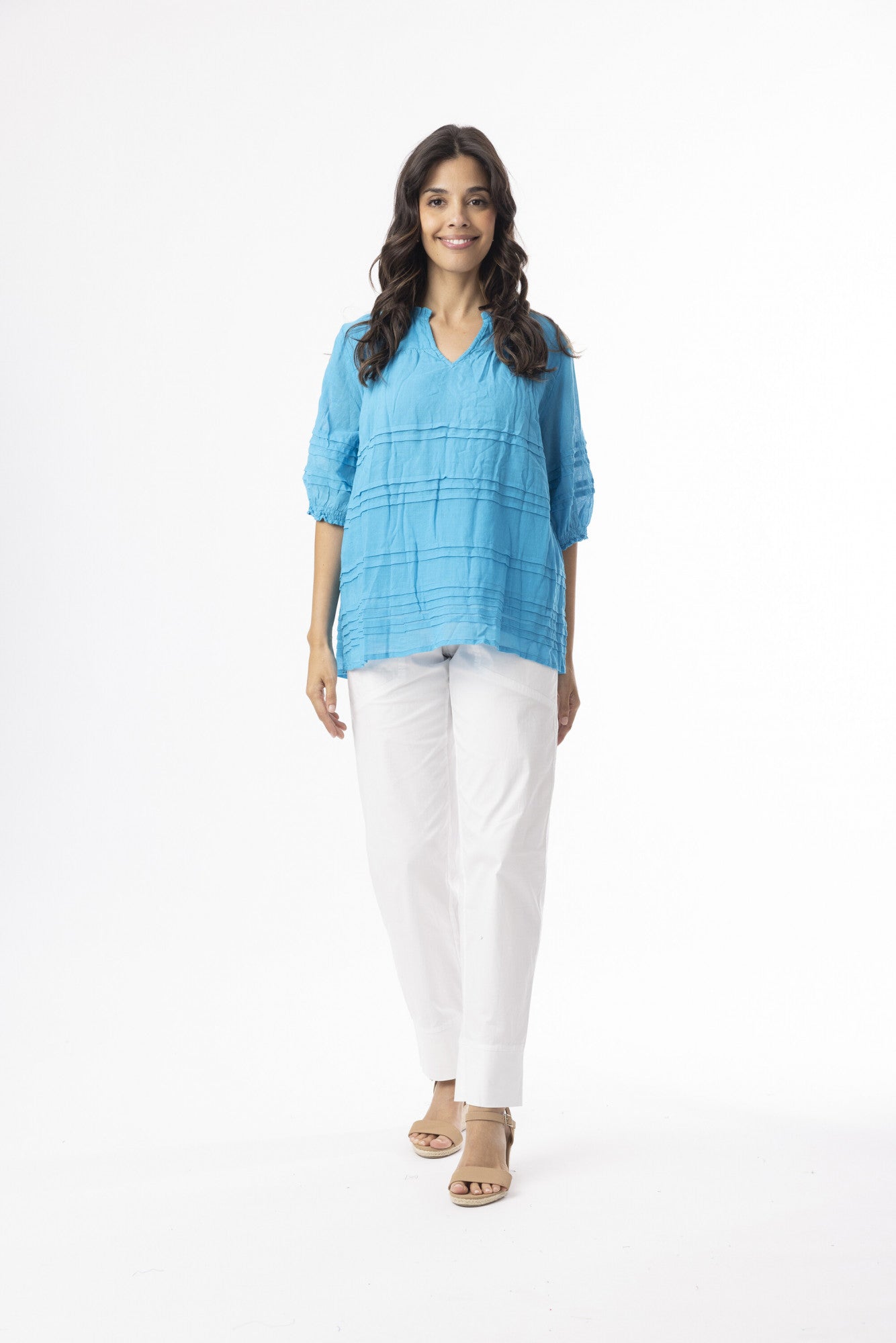 Orientique 52708 Cotton Gauze Essentials Pleated Top