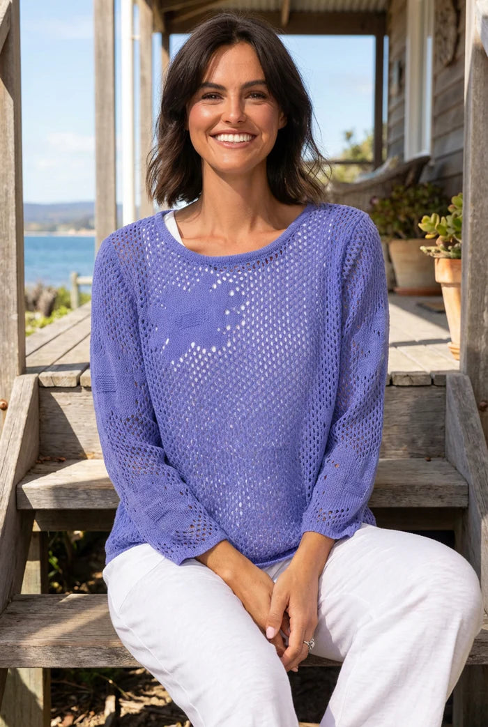 Escape by Habitat 65175 Floral Crochet Easy Pullover