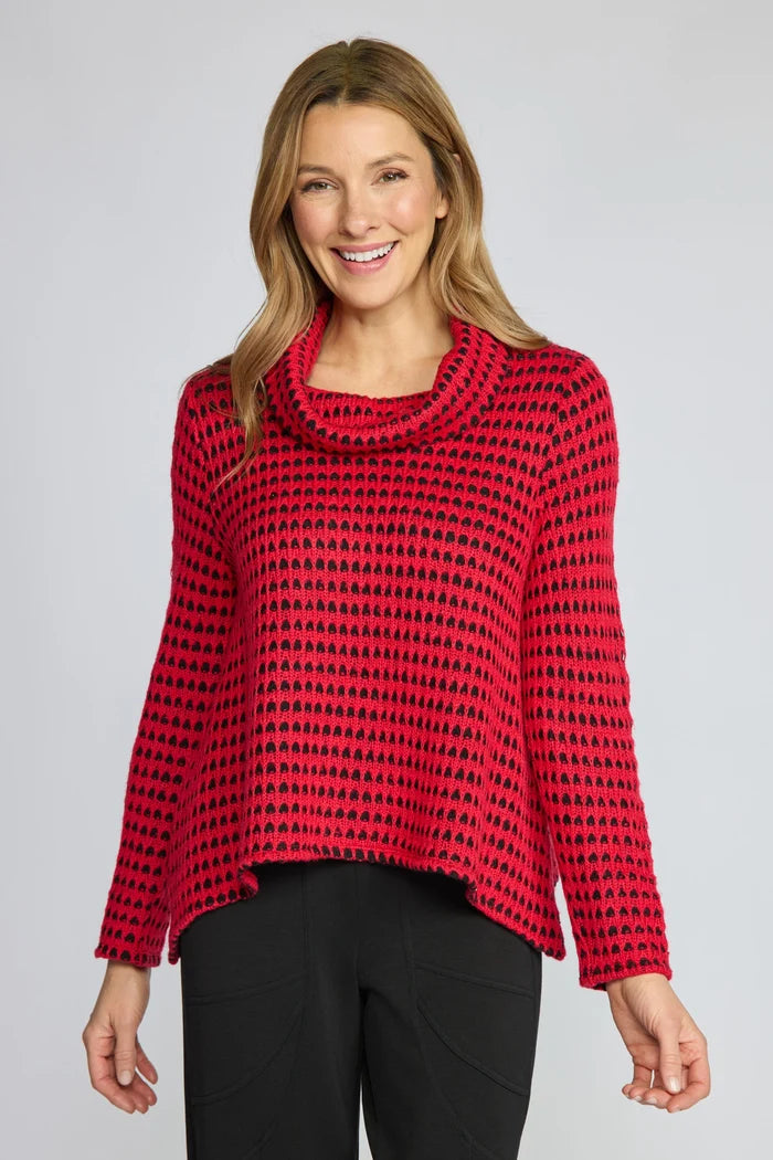 Olivia by Habitat 891357 Textured Dot Cowl Neck Knit Sweater