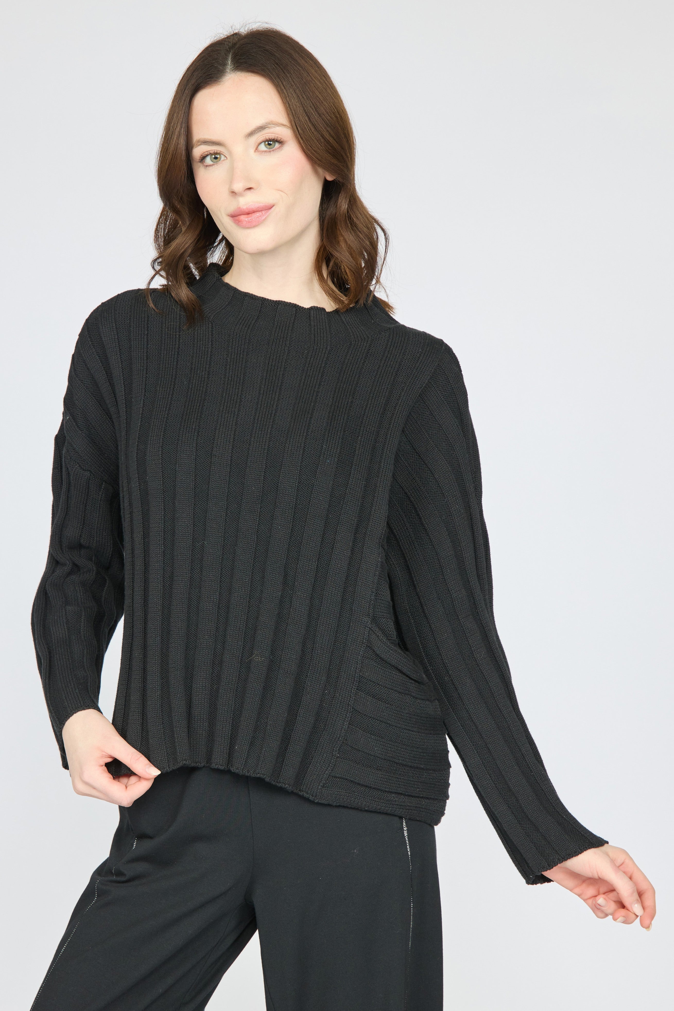 Olivia by Habitat 920701 Statement Rib Pocket Pullover Sweater