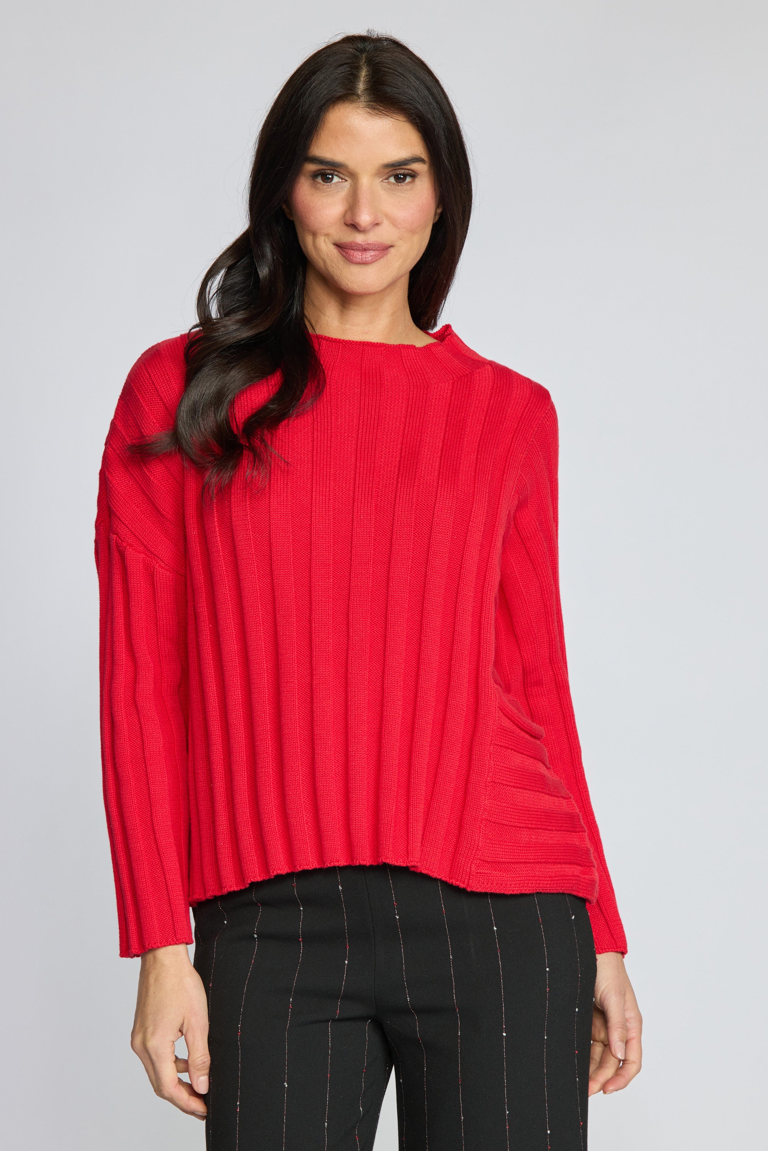 Olivia by Habitat 920701 Statement Rib Pocket Pullover Sweater