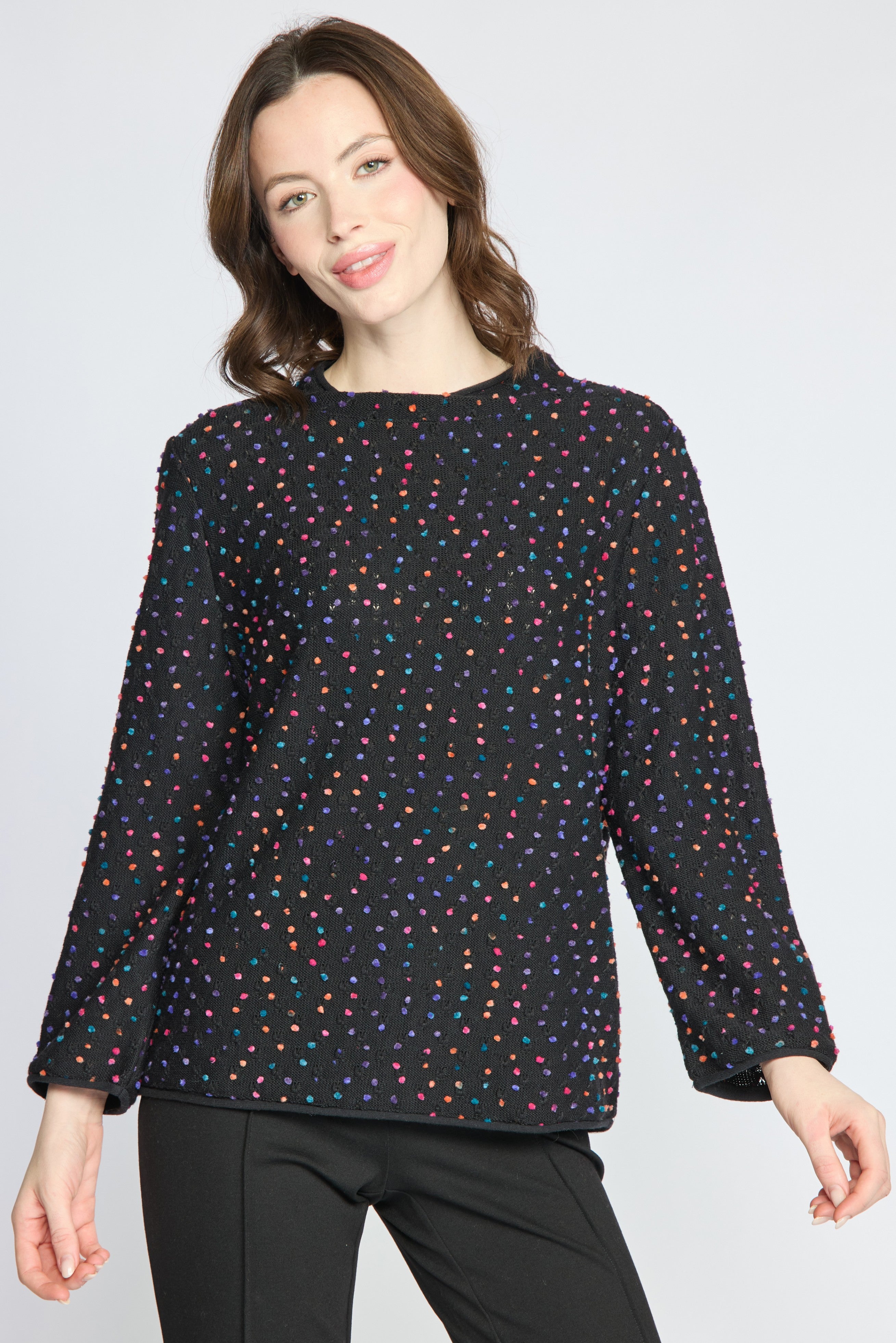 Oliva by Habitat 961700 Confetti Dot Fleck Funnel Neck Sweater