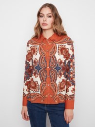 Charlie B C4721 Button-Front Printed Shirt