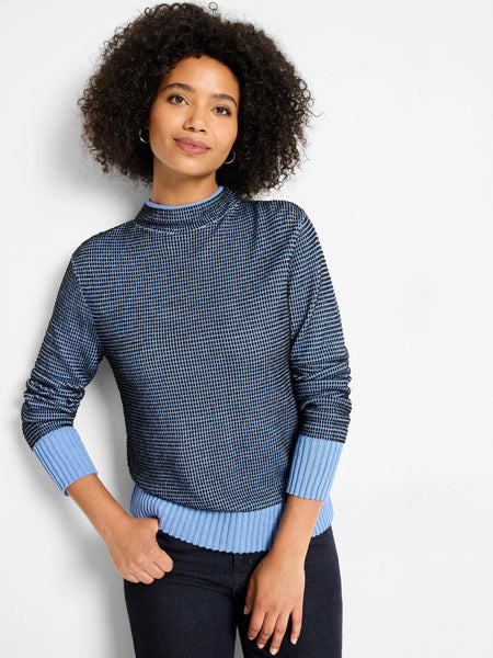 NIC+ZOE F251185 Funnel Neck Pixel Knit Sweater – Cute & Comfy