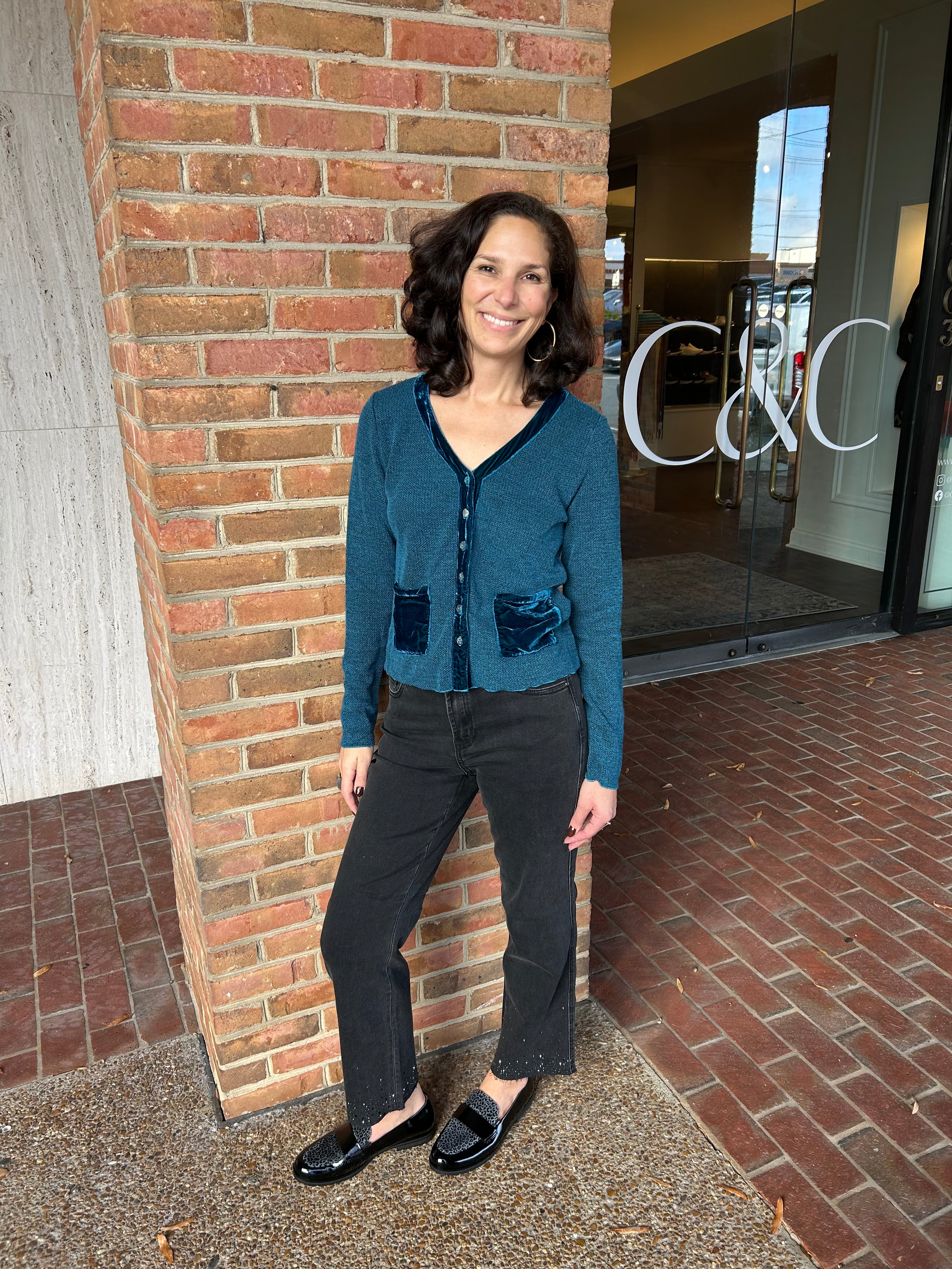 Cute & Comfy 6708718 Cropped Pocket Cardi Marble Knit