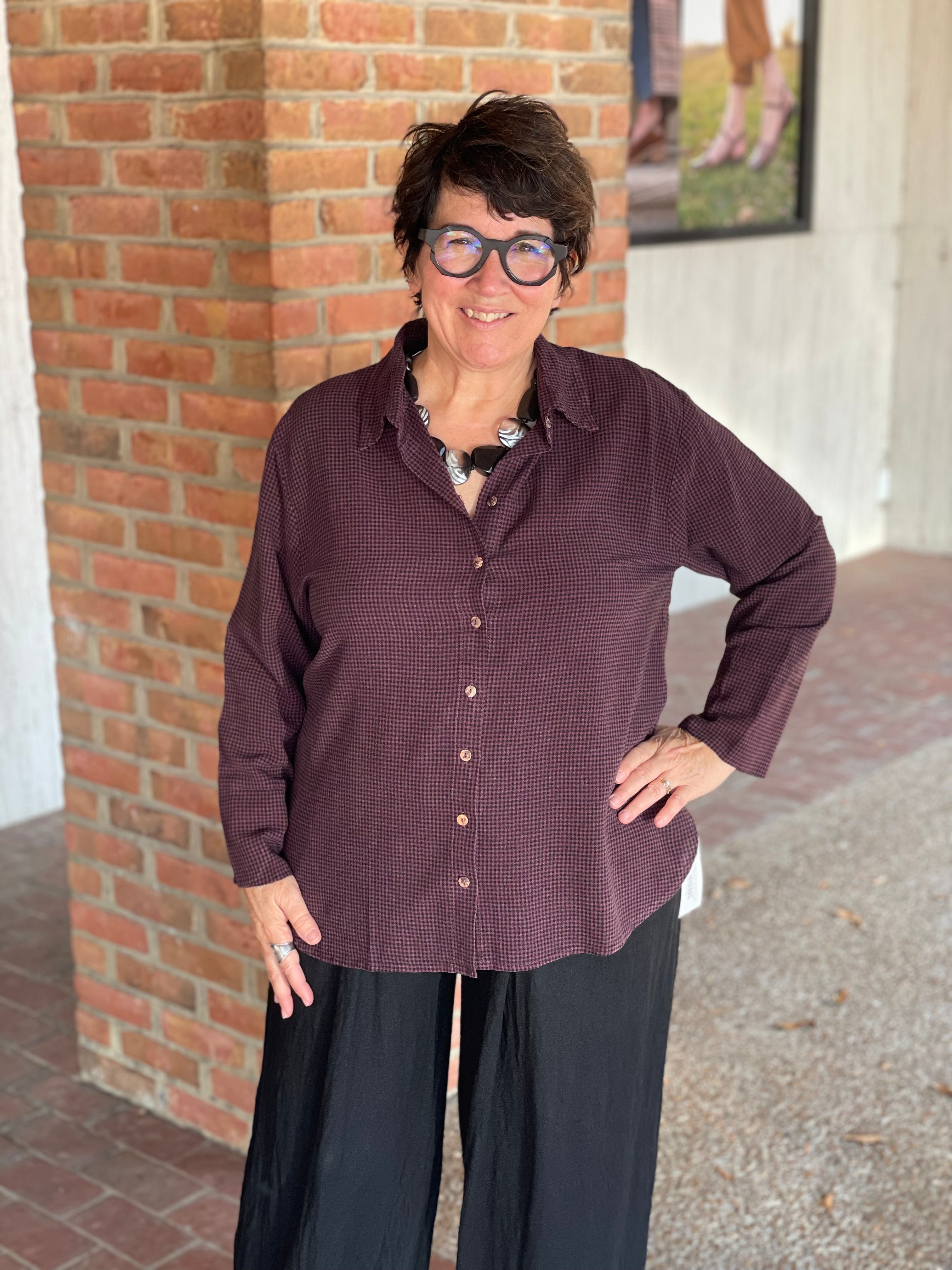 Cute & Comfy 8556986 Mini Check Crop Easy Shirt