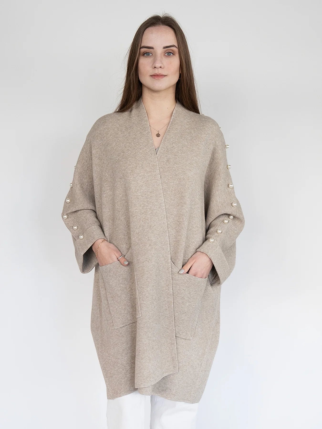 Nikky Apparels GN326 Poncho Cardigan with Beaded Sleaves