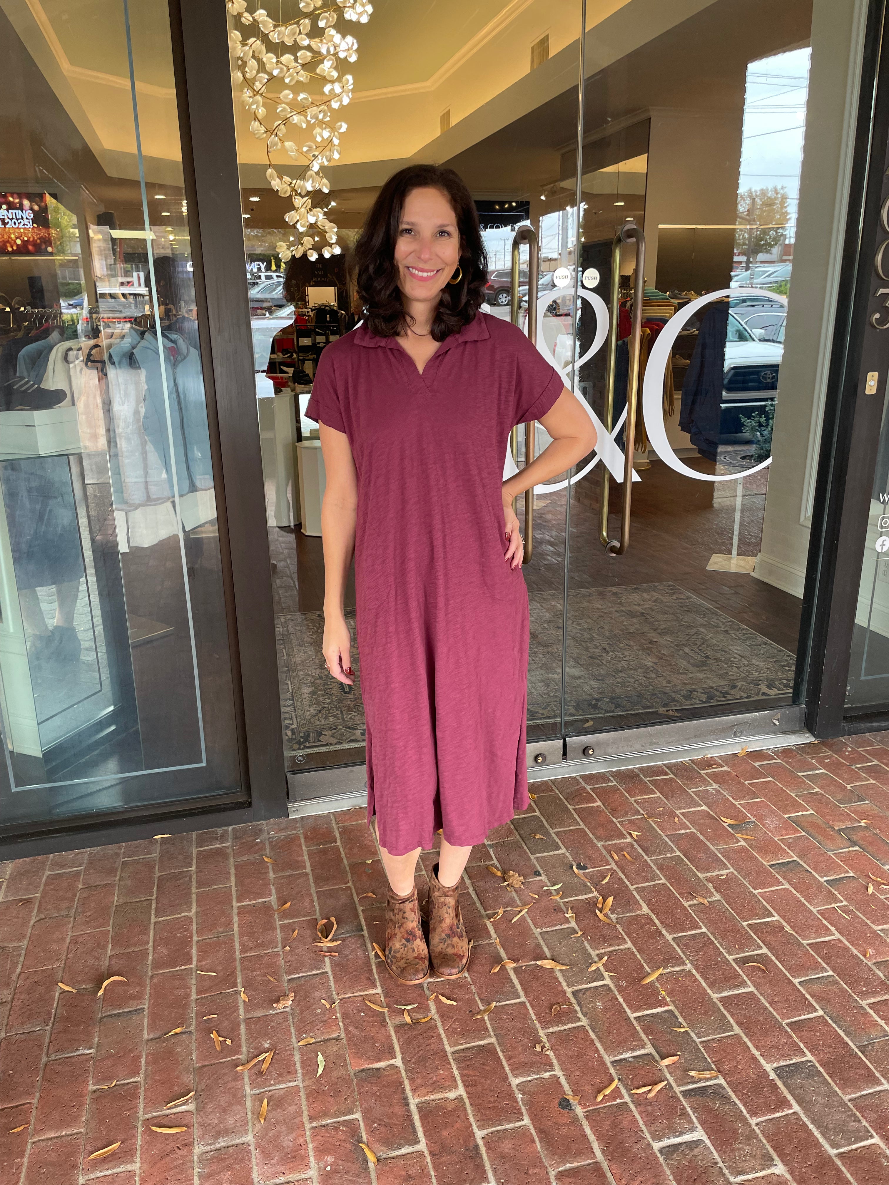 Mododoc 44F-A2156 Short Dolman Sleeve Midi Dress