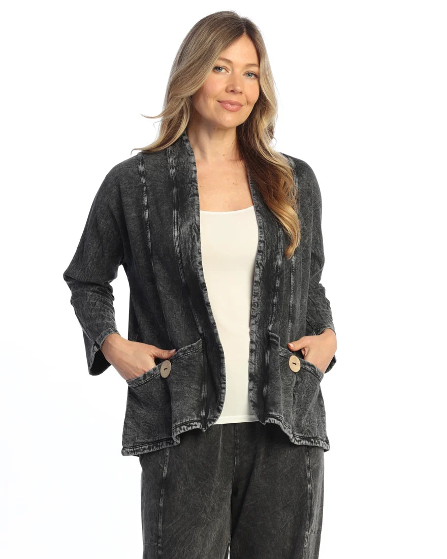Jess & Jane M144 Fleece Cotton Cardigan w/ Double Pockets and Button