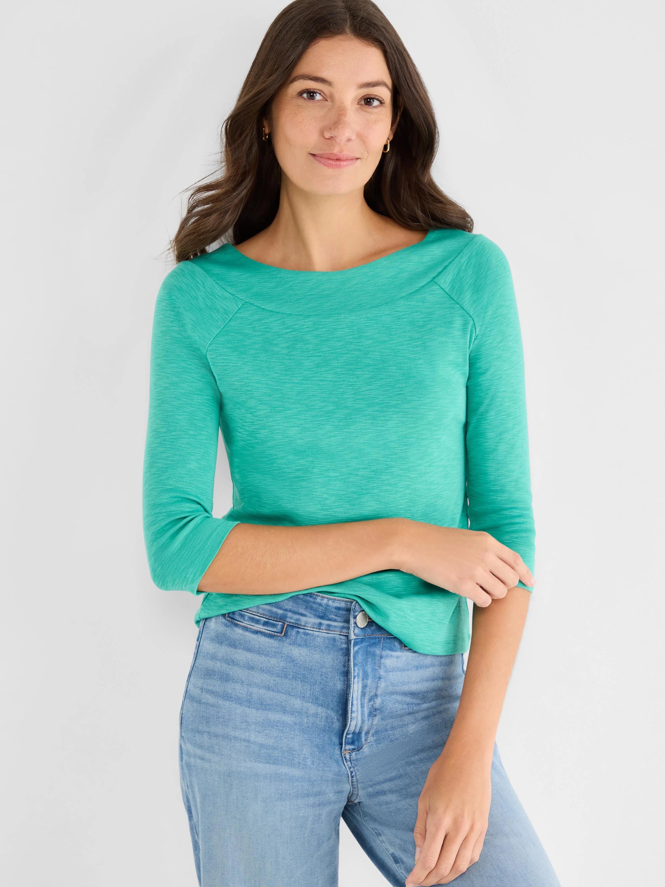 NIC+ZOE NZTS262071 NZT 3/4 Sleeve Ballet Boat Tee