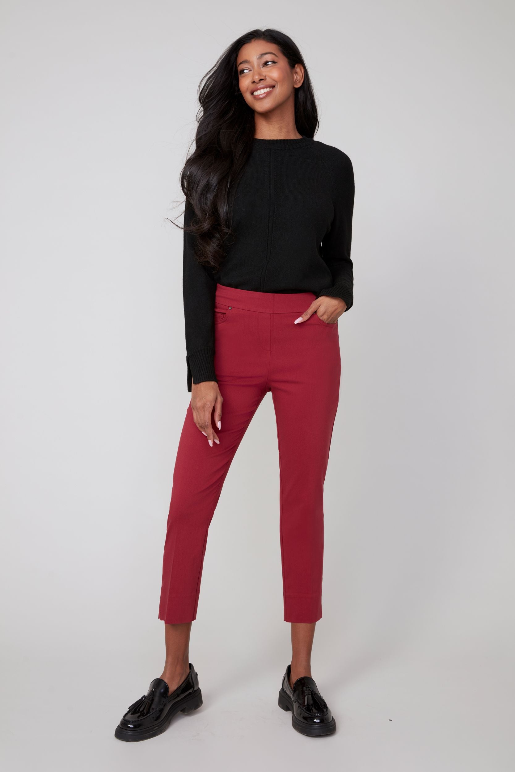 Renuar R10056 Slim Pull-On Cropped Pant