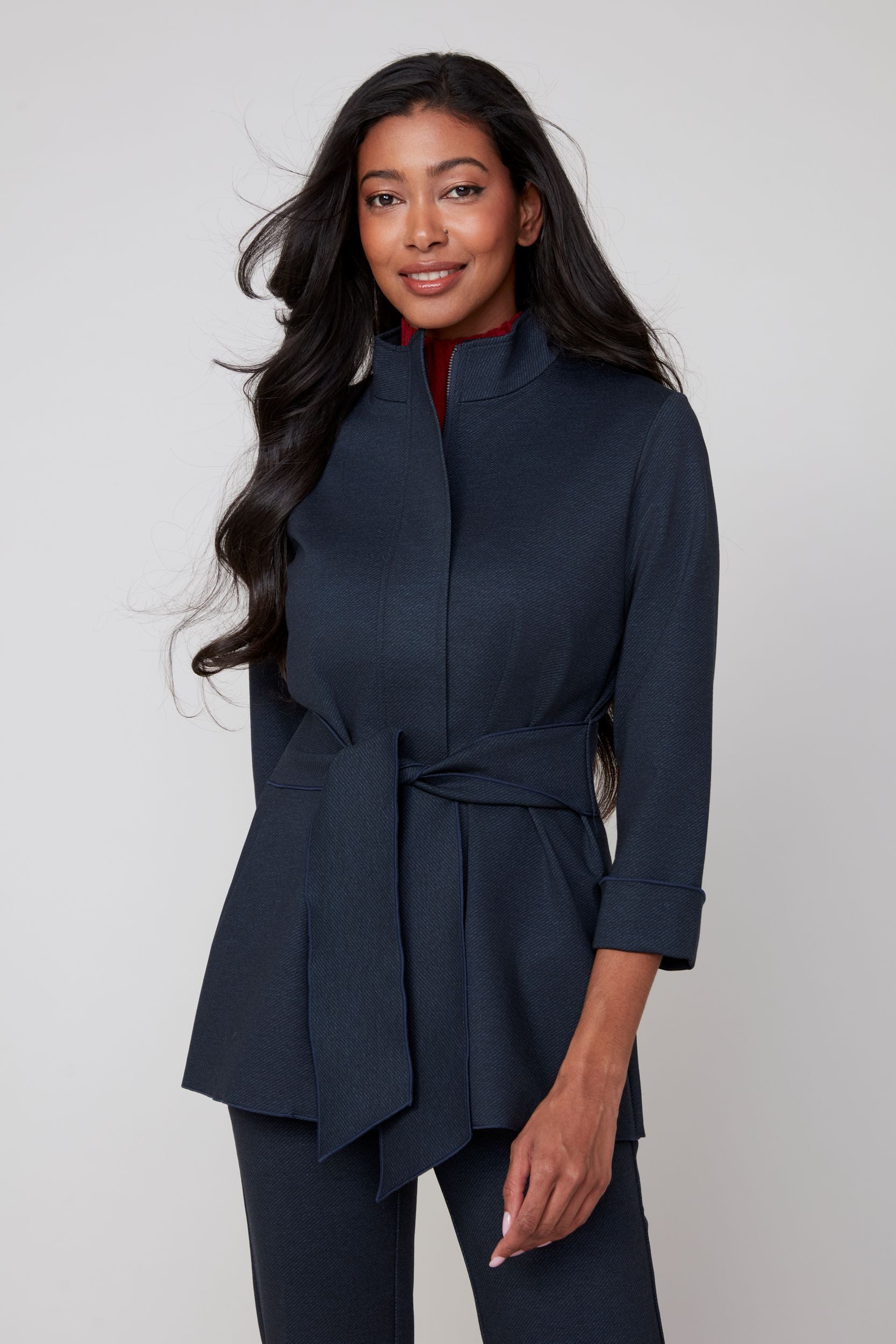 Renuar R3757 Knit Jacket with Tie Belt