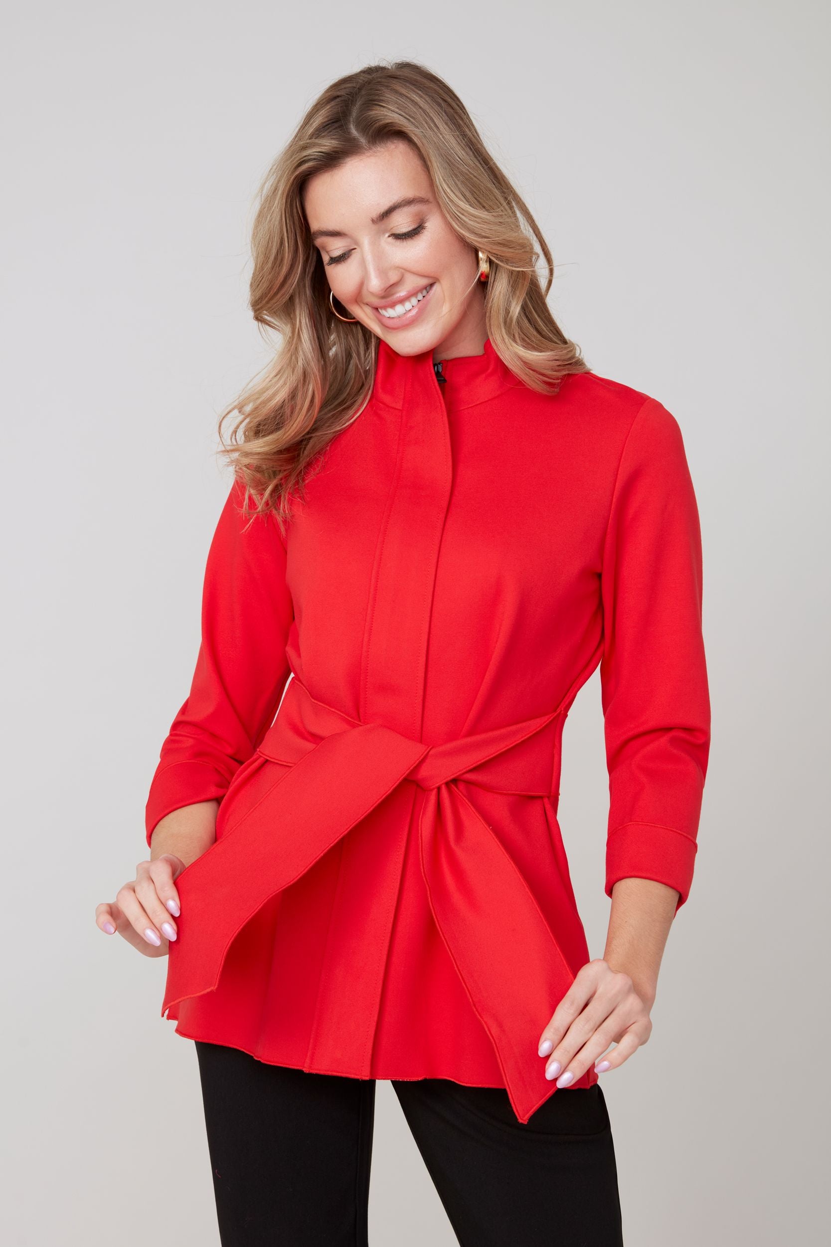 Renuar R3757 Knit Jacket with Tie Belt