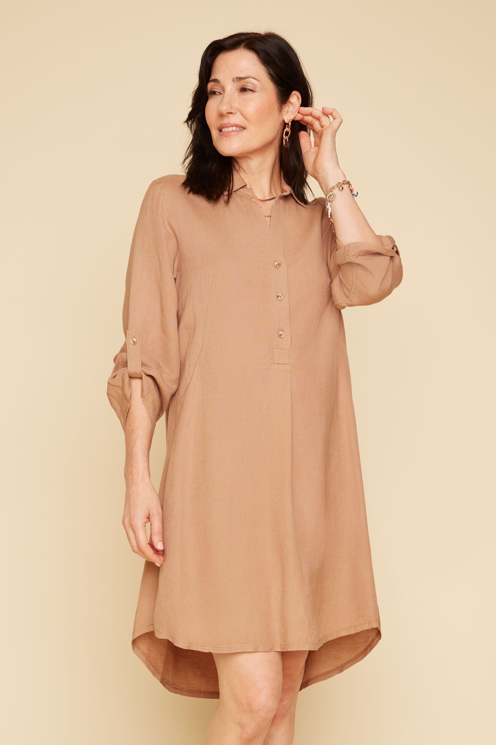 Renuar R4340 3/4 Sleeve Collared Dress