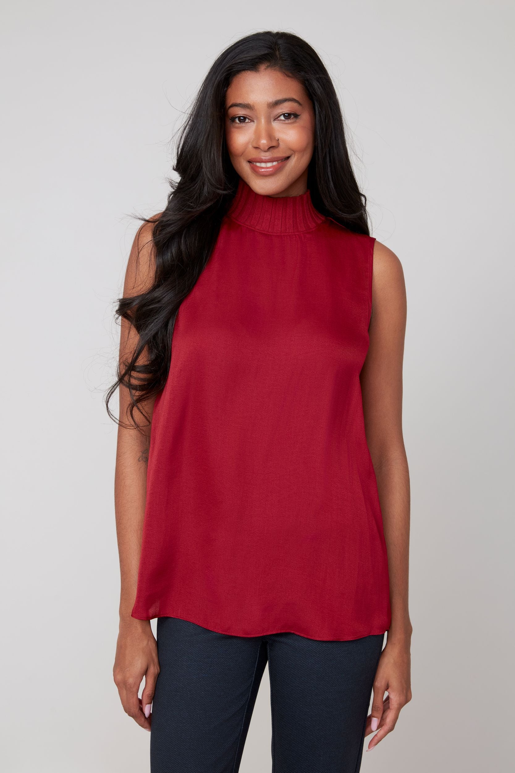 Renuar R5118 Mock Neck Sleeveless Top