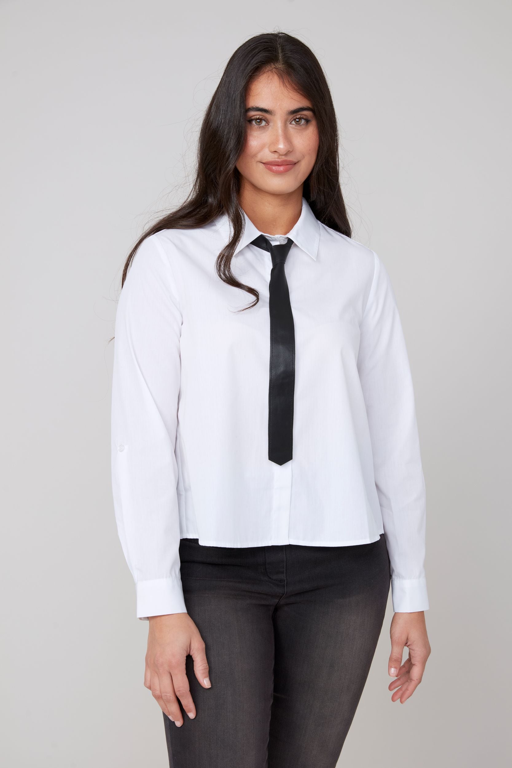 Renuar R5151 Blouse with Tie and Pleated Back