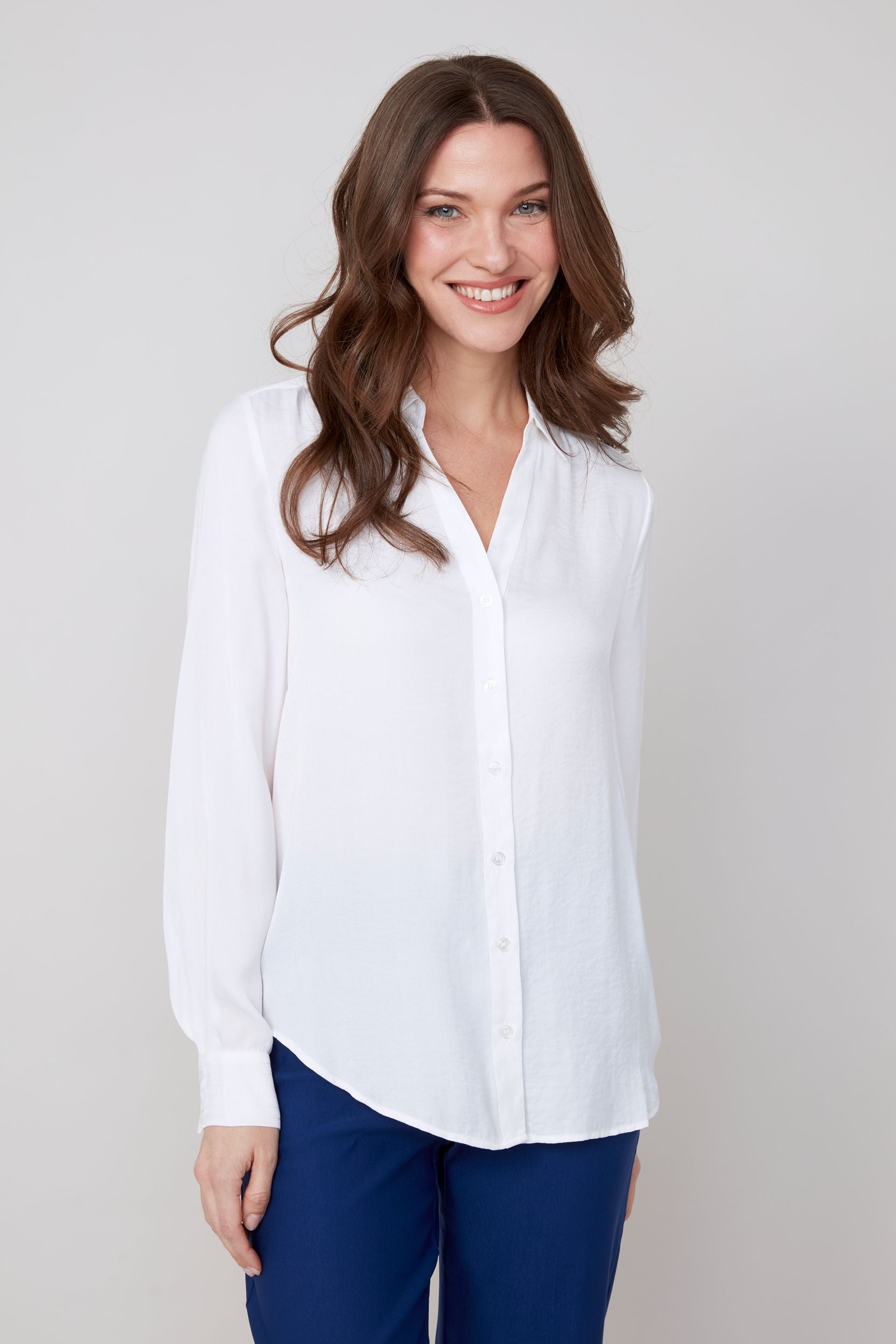 Renuar R5199 Woven Button Down Blouse