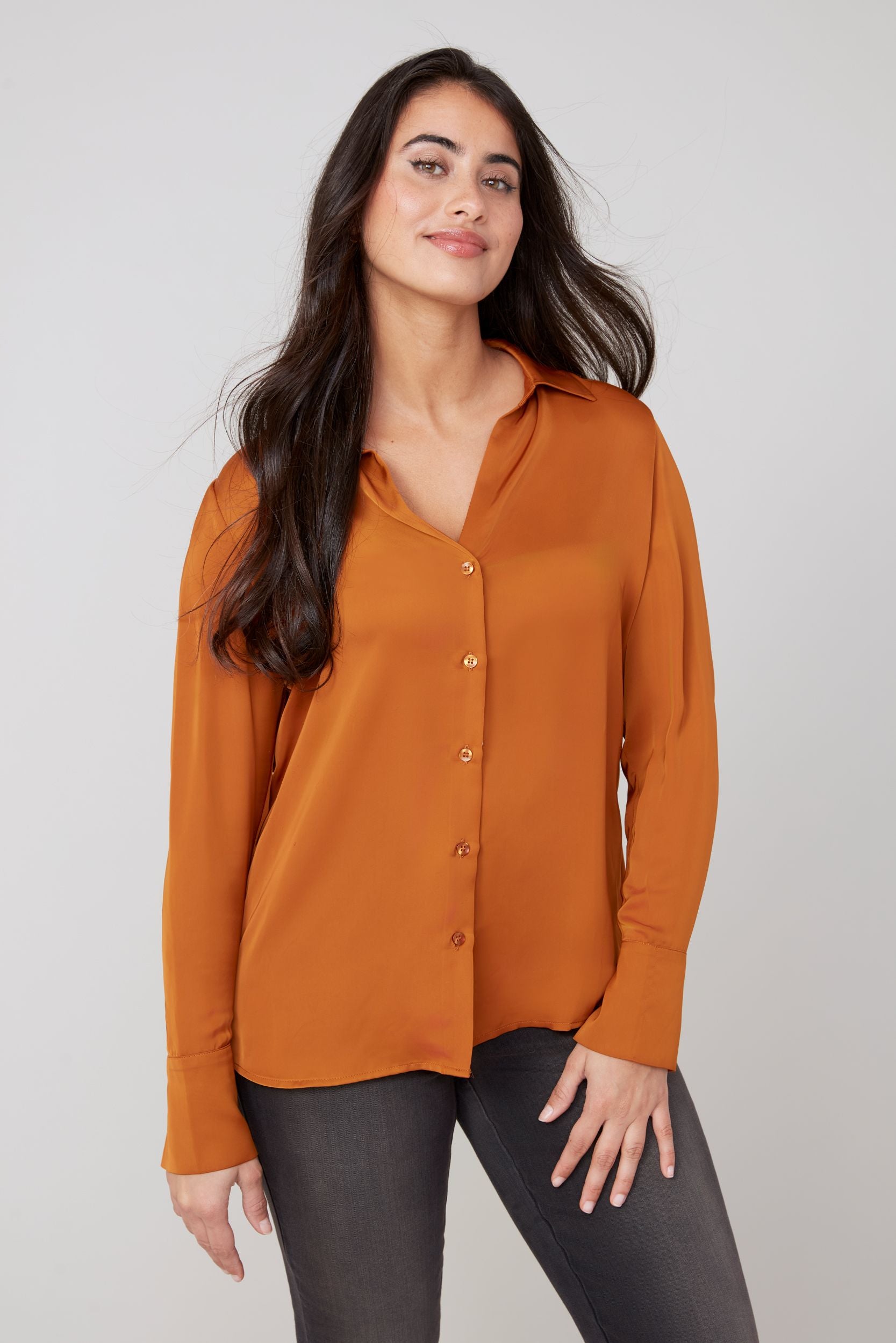 Renuar R5199 Woven Button Down Blouse